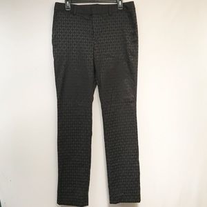 Lands’ End Geometric Textured Straight Leg Dress Pants Womens Sz 10 Black Office